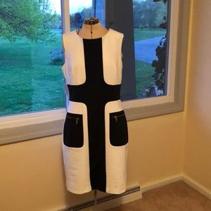 Black & white sleeveless dress